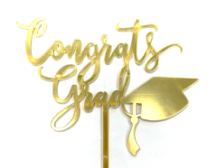 Congrats Grad Plastic Cake Topper (5" x 3")