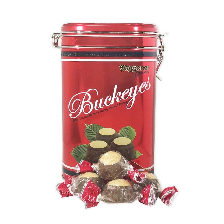 Red Gift Latch Tin - Milk Chocolate Buckeyes - 1.5lbs