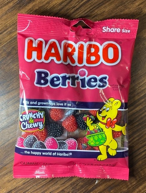 Haribo Red & Black Berries 5oz peg bag