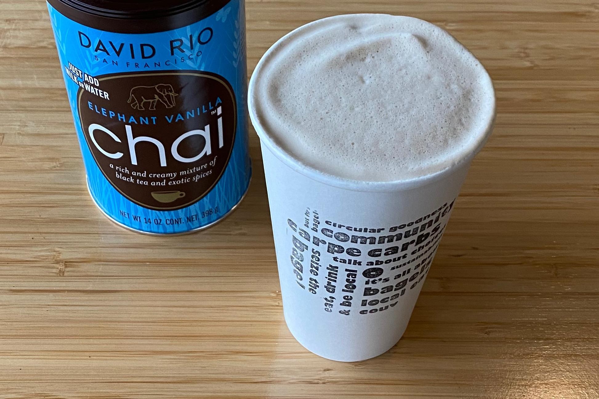 Vanilla Chai Latte (contains dairy + caffeine)