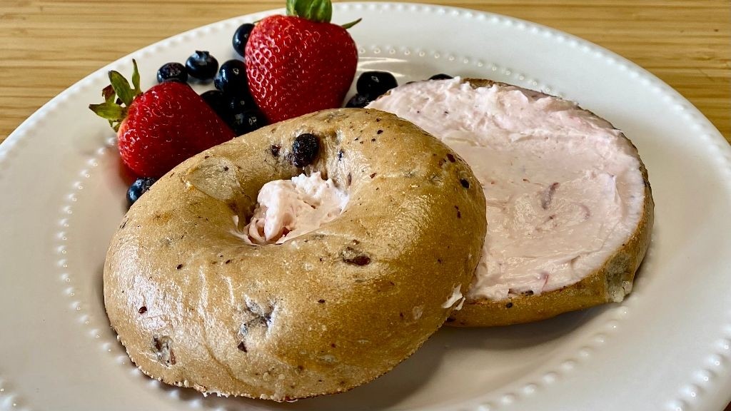 Featured: Red White + Blue Bagel with Strawberry Cream Cheese (v/o)
