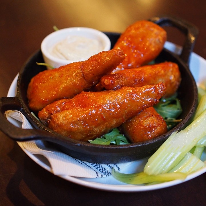 Decades Vegan Drummies Six soy protein drummies, choice of sauce with Vegan Ranch