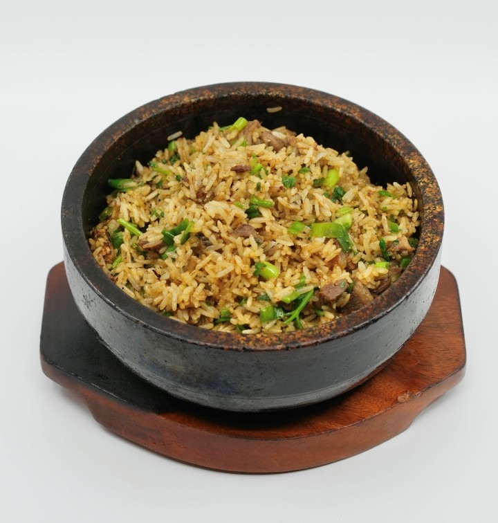Beef Rice in Stone Bowl