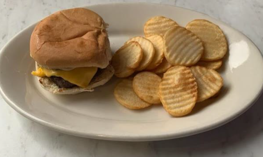 Small Burger served with cottage fries