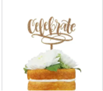 Gold "Celebrate" Cake Topper