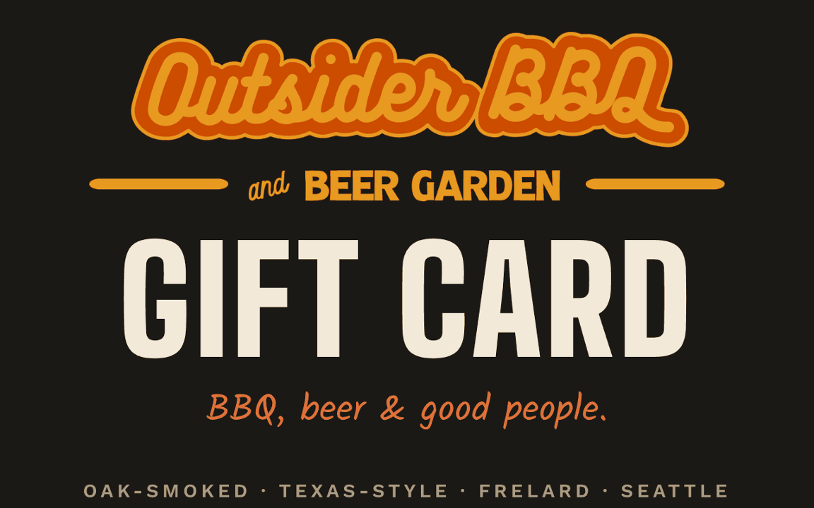 Outsider BBQ and Beer Garden gift card