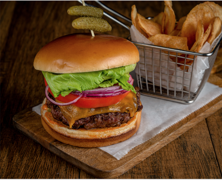 Chima Burger with chips