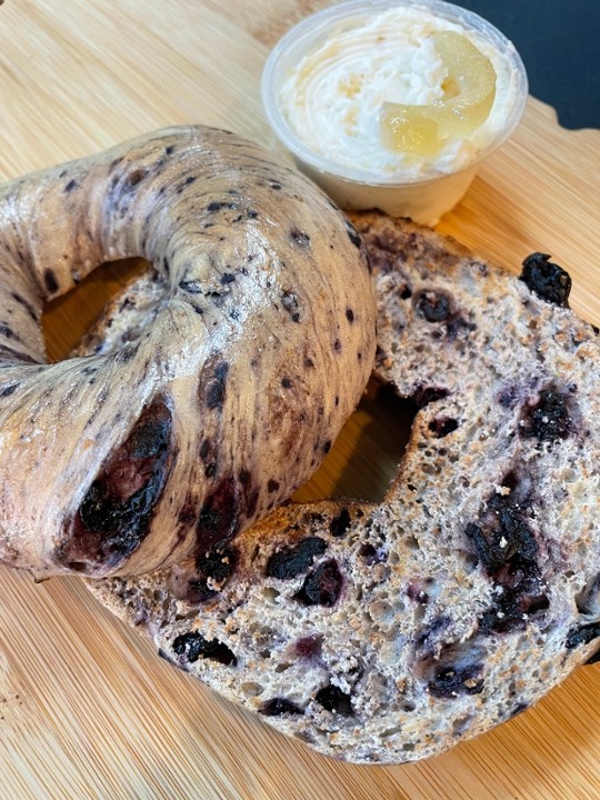 Blueberry-Lemon Bagel with Whipped Candied Citron Cream Cheese