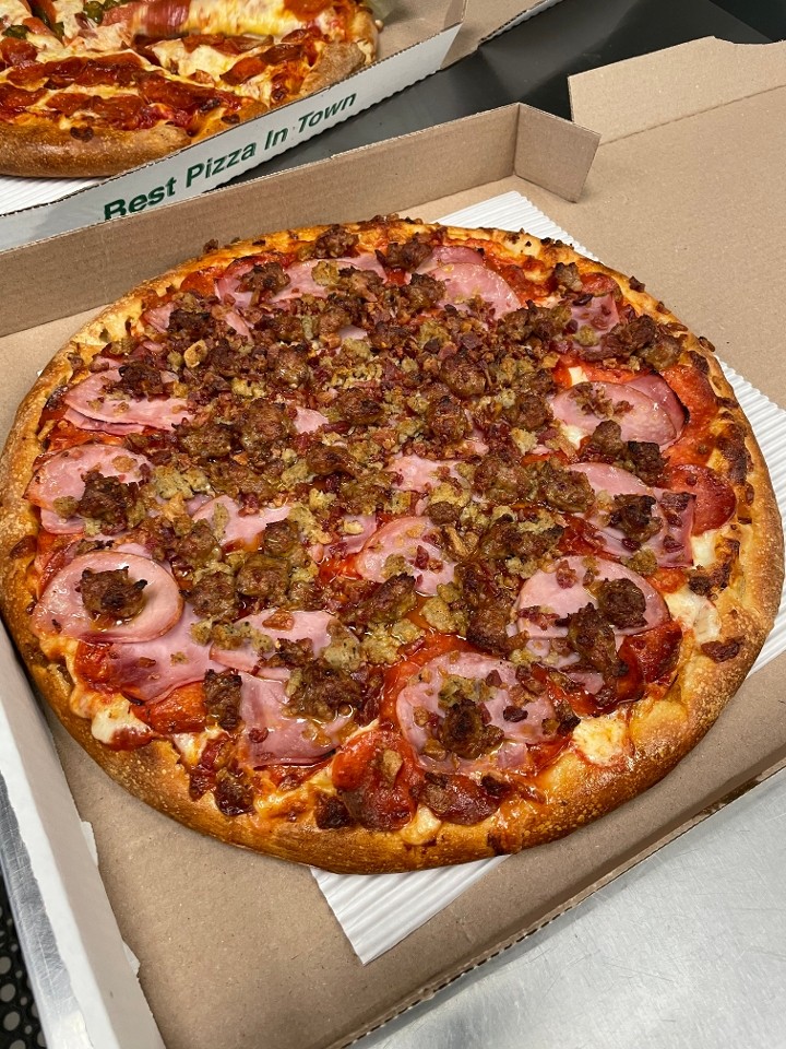 MeatLover 9" Pepperoni, Ham, Canadian Bacon, Bacon Bits, Sausage, Meatball