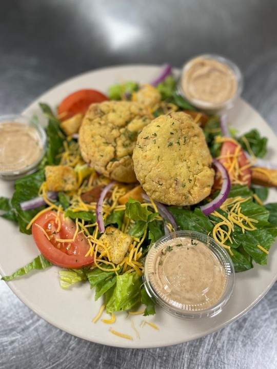 Crab Cakes (2) House Salad