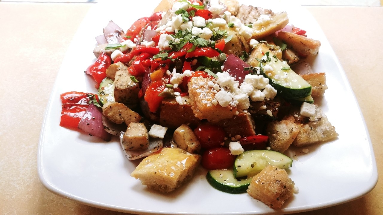 Panzanella Salad with Grilled Chicken and Feta