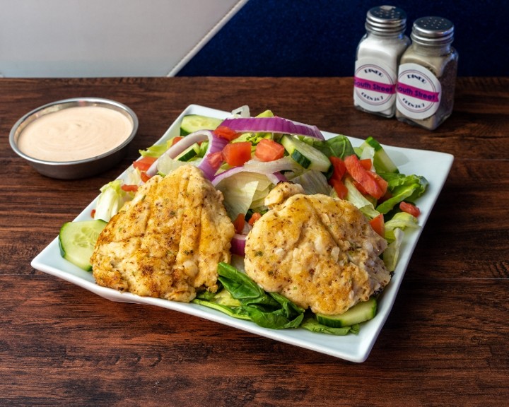 Web Crab Cakes and Salad