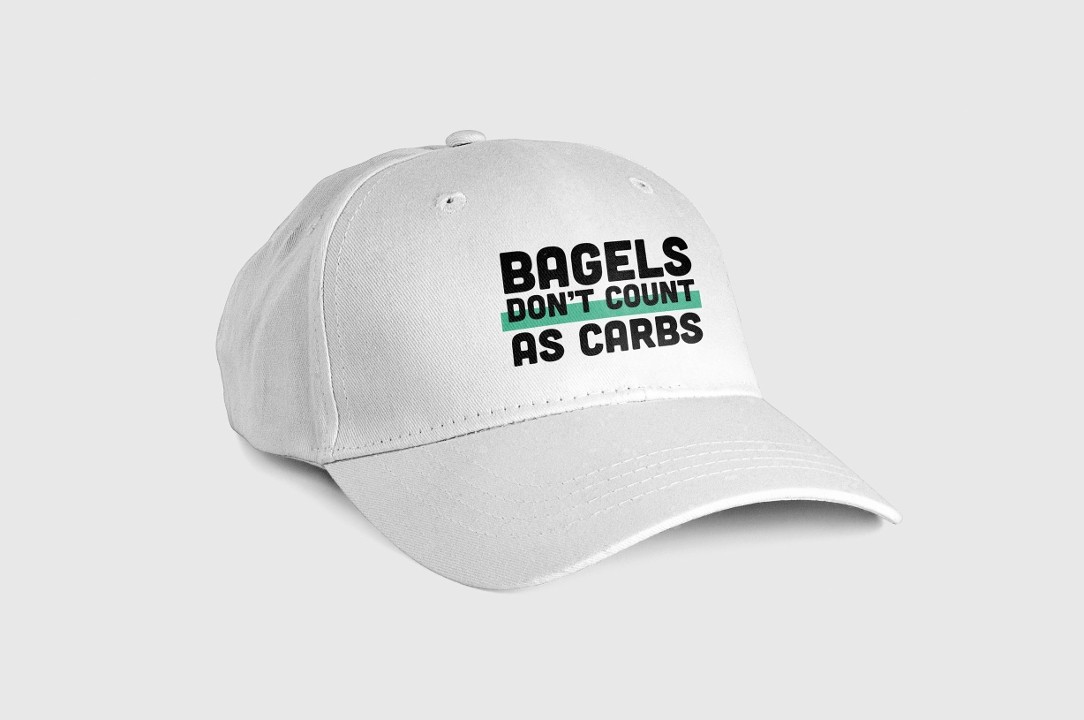 BAGEL DON'T COUNT AS CARBS HAT (WHITE)