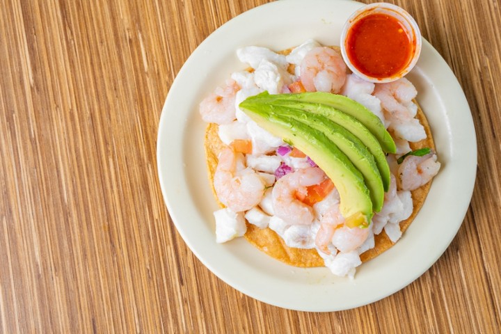 Cev & Shrimp Tostada