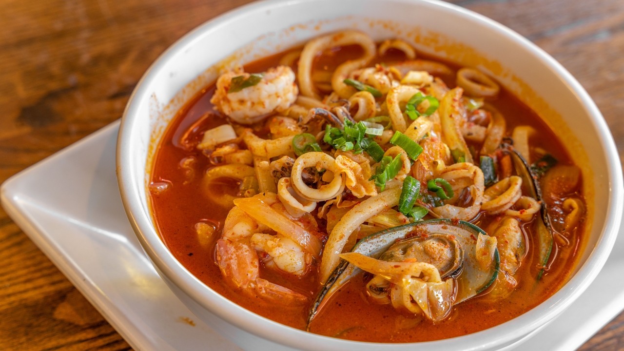 Spicy Seafood Udon Soup