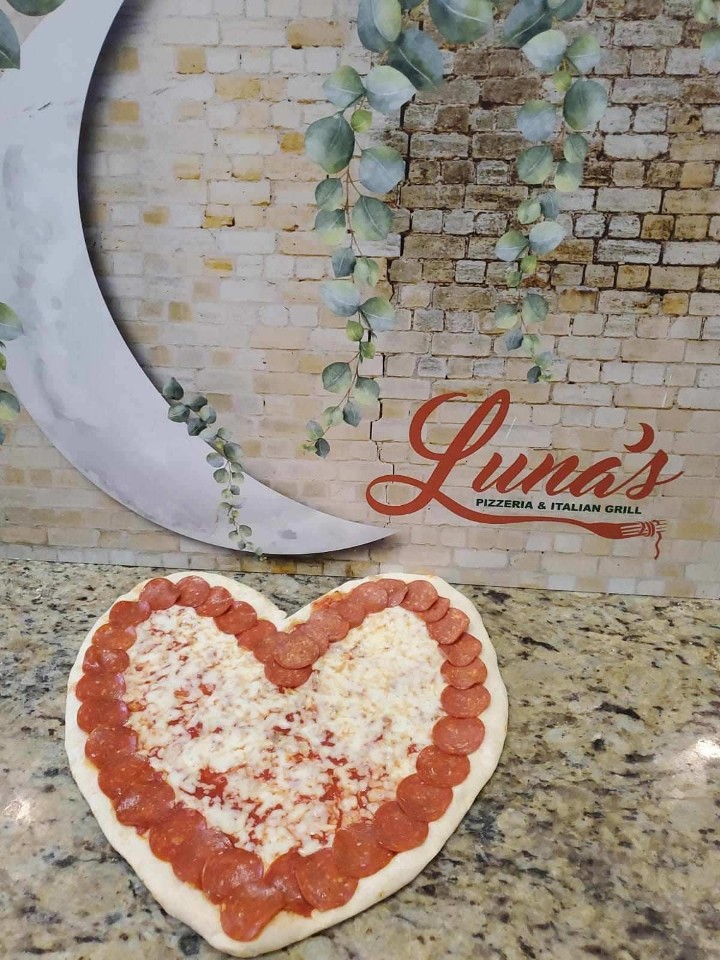 XLG heart shaped pizza