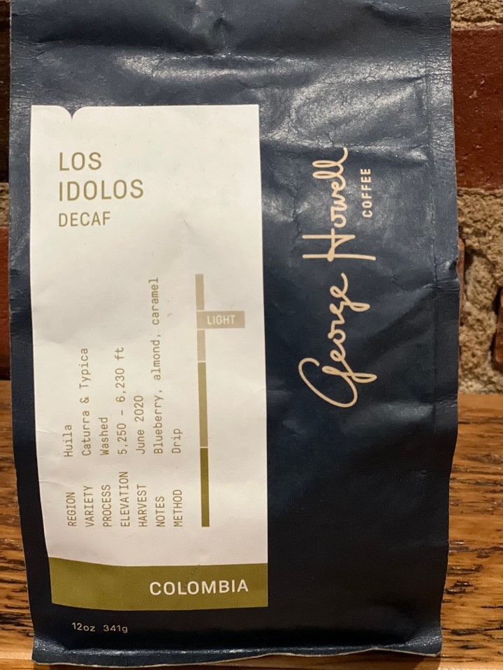 GH - Los Idolos (Decaf) -Colombia- Tasting Notes: Kiwi, blueberry, light caramel - Retail Bag 8 oz (If want us to grind please note)