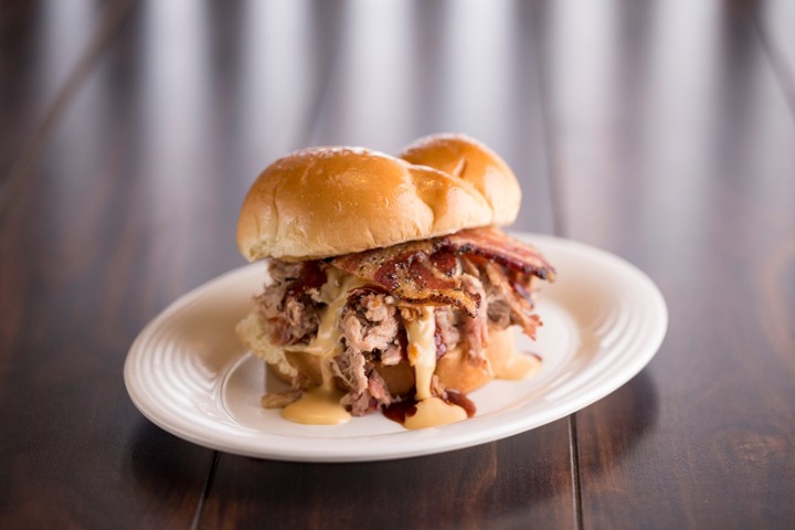 Bacon Queso Pulled Pork Sandwich