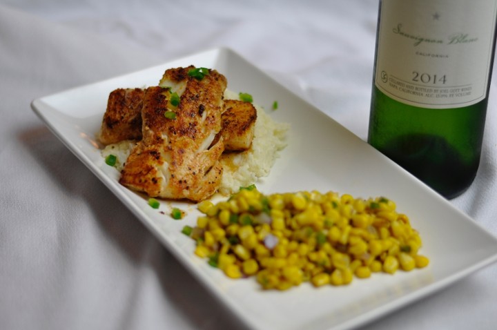 Large Blackened Haddock, Seasoned Mashed Cauliflower & Skillet Corn