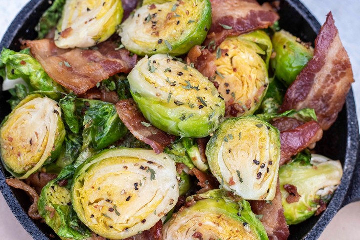 Pan-Roasted Brussels Sprouts W/ Bacon