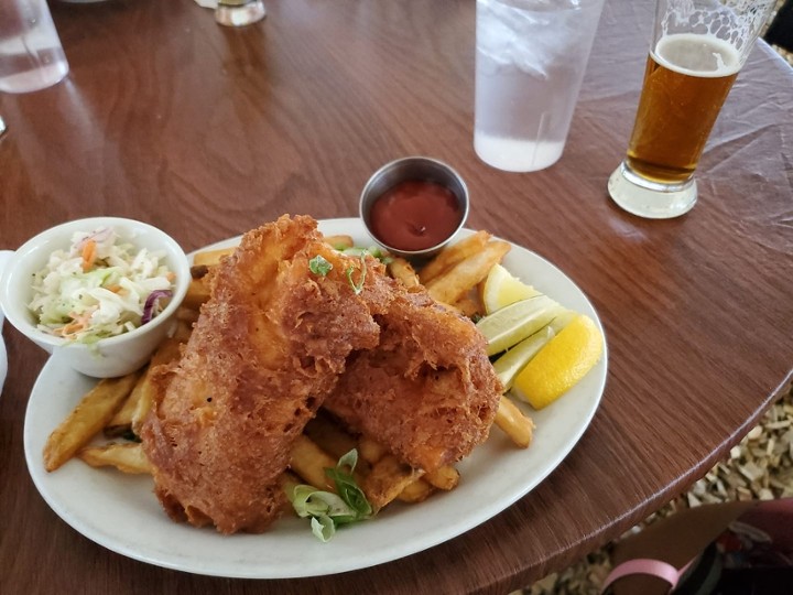 Beer-Battered Salmon Fish + Chips