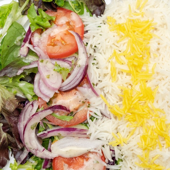 Chicken Kubideh - Half Salad Half Rice