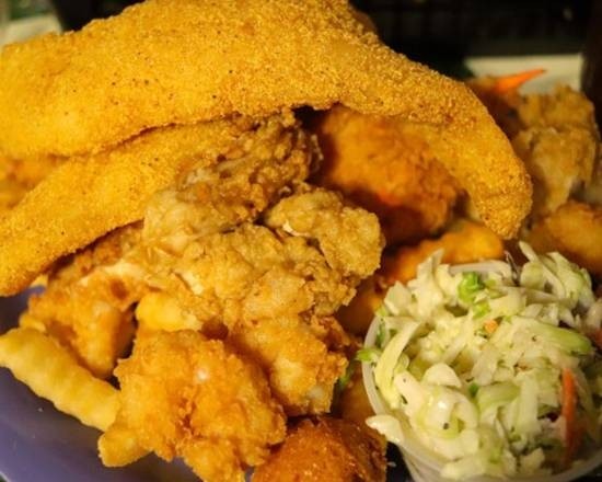 2 Fried Fish Fillets with 7 Fried Oysters with 2 SIDES