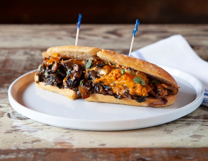 Portobello Philly Cheesesteak Sandwich