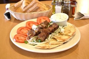 Pork Souvlakia with Rice Pilaf