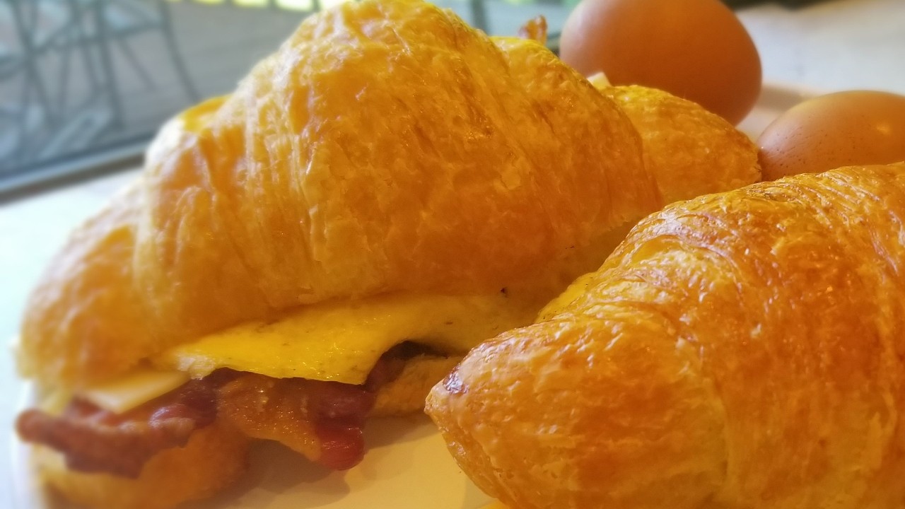 Egg Bacon Cheddar on Croissant