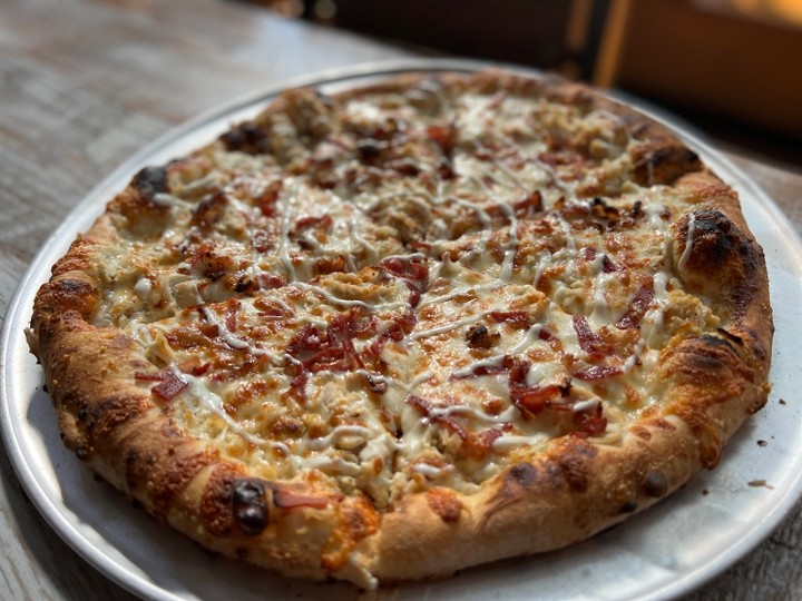 Garlic Chicken Bacon Ranch Pizza