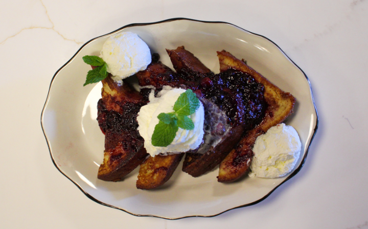 Roasted Berries & Cream French Toast