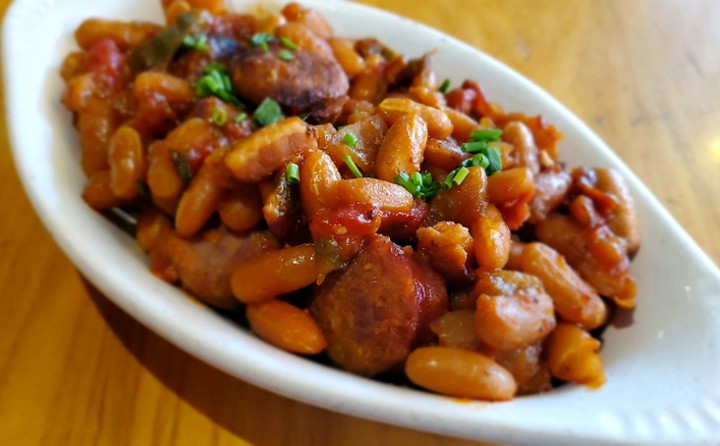 White Beans: Smoked Bacon, Sausage, San Marzano Tomato.