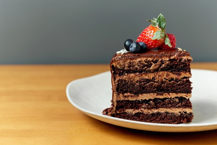 slice of midnight chocolate cake
