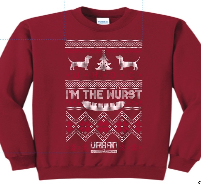 "I'm The Wurst" Red Christmas Sweater