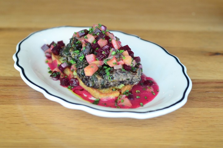 Open-Faced Black Bean & Roasted Mushroom Burger