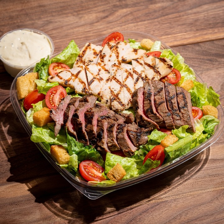 REGULAR GRILLED CHICKEN & STEAK CEASAR SALAD