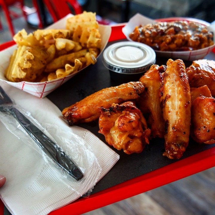 SPECIAL-Smoked Wing Platter (SIX PIECE) w/2 sides