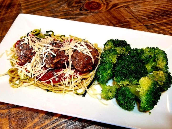 Heritage Foods Bison Meatballs on Zoodles