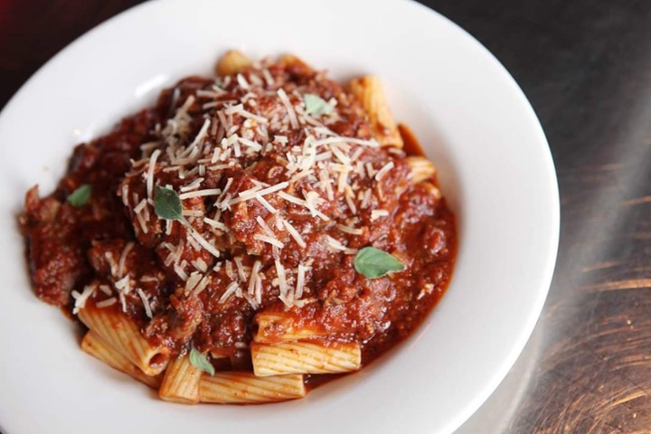 Pork Ragu Over Rigatoni Pasta