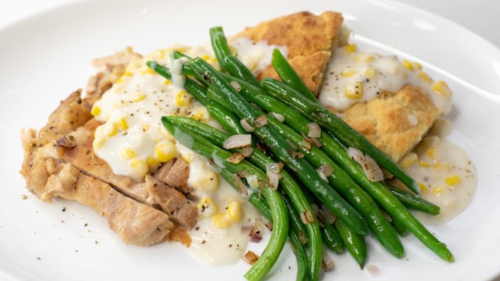 Chicken Breast, Biscuits & Gravy Plate