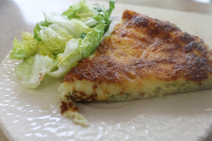 QUICHE SPRING VEGGIES & RICOTTA - Slice w/ Salad