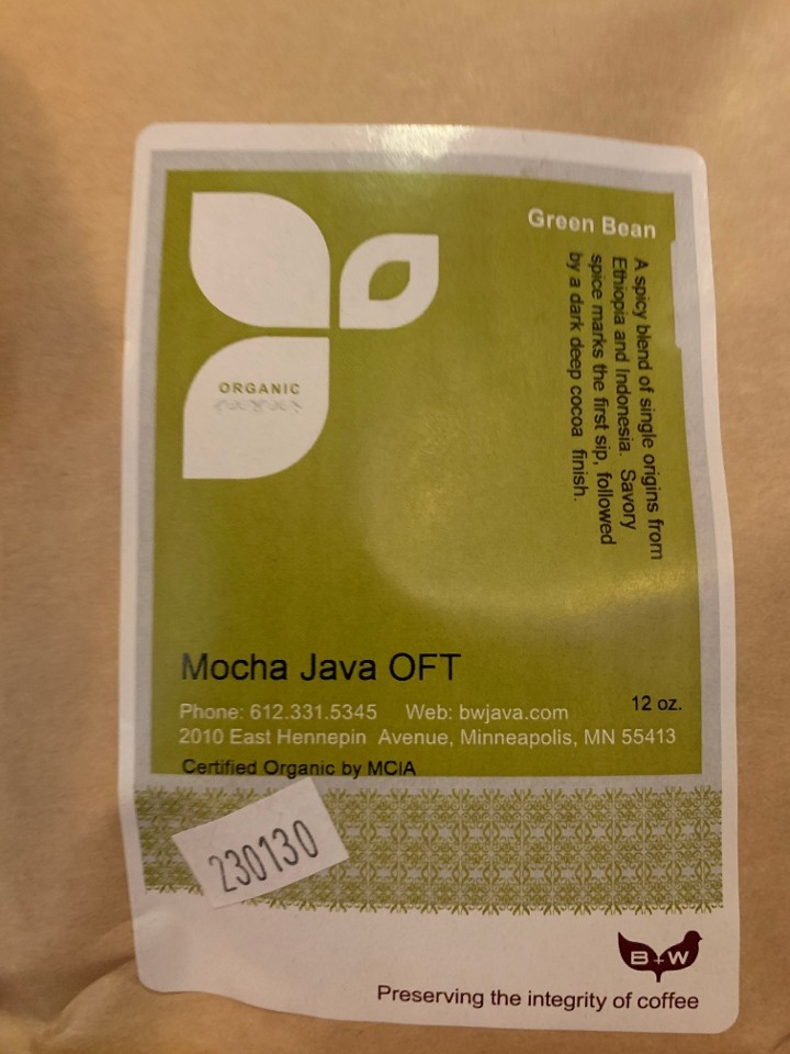 B&W coffee bag mocha java