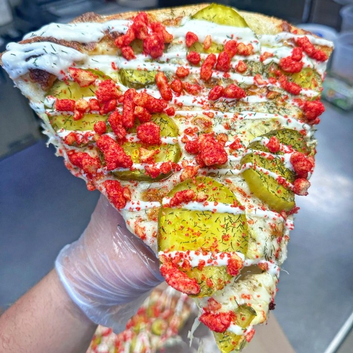 Large Flaming Hot Pickle Pizza