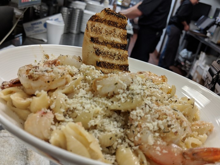 Lobster Shells & Cheese with Grilled Shrimp