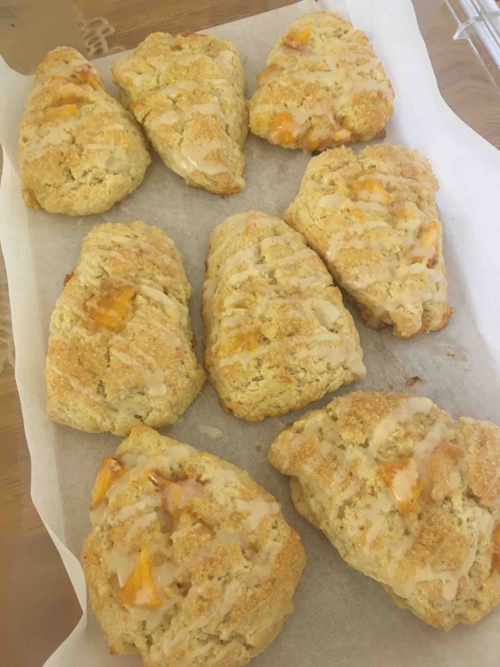 Ginger Peach Scones with Maple Drizzle
