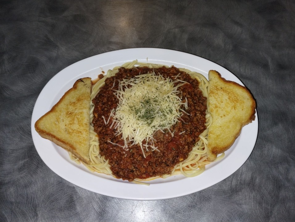 Spaghetti w/ Linguine & Garlic Bread