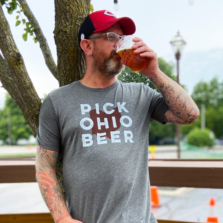 MED Gray & Red Pick Ohio Beer Shirt