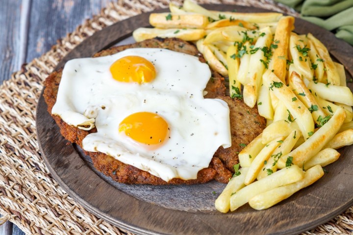 Beef Milanesa a caballo