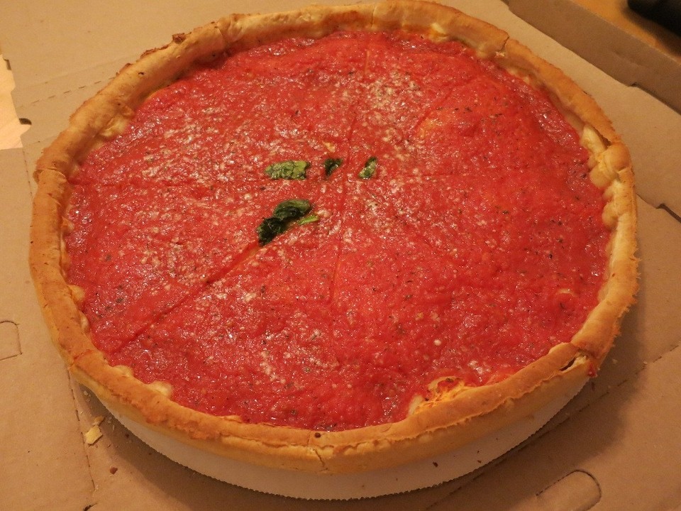 MINI 6" CHICAGO DEEP DISH one topping **UNCUT**